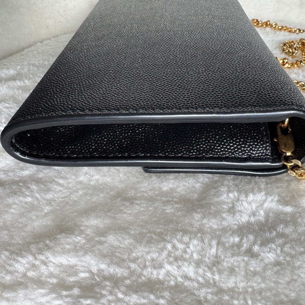 SAINT LAURENT Uptown Chain Wallet in Grain De Poudre Embossed Leather - Picture 4 of 14